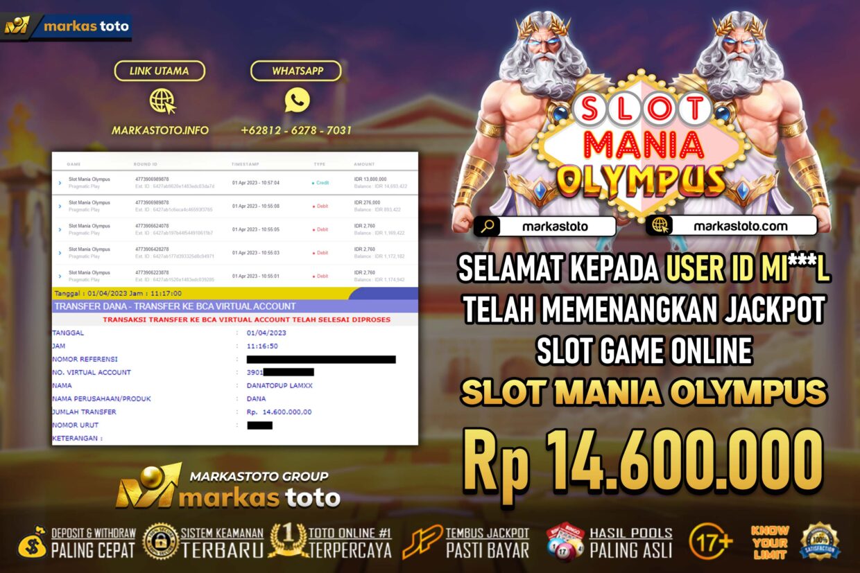 BUKTI PEMBAYARAN MEMBER JP SLOT PRAGMATIC SLOT SLOT MANIA OLYMPUS DI MARKASTOTO USER ID MIL