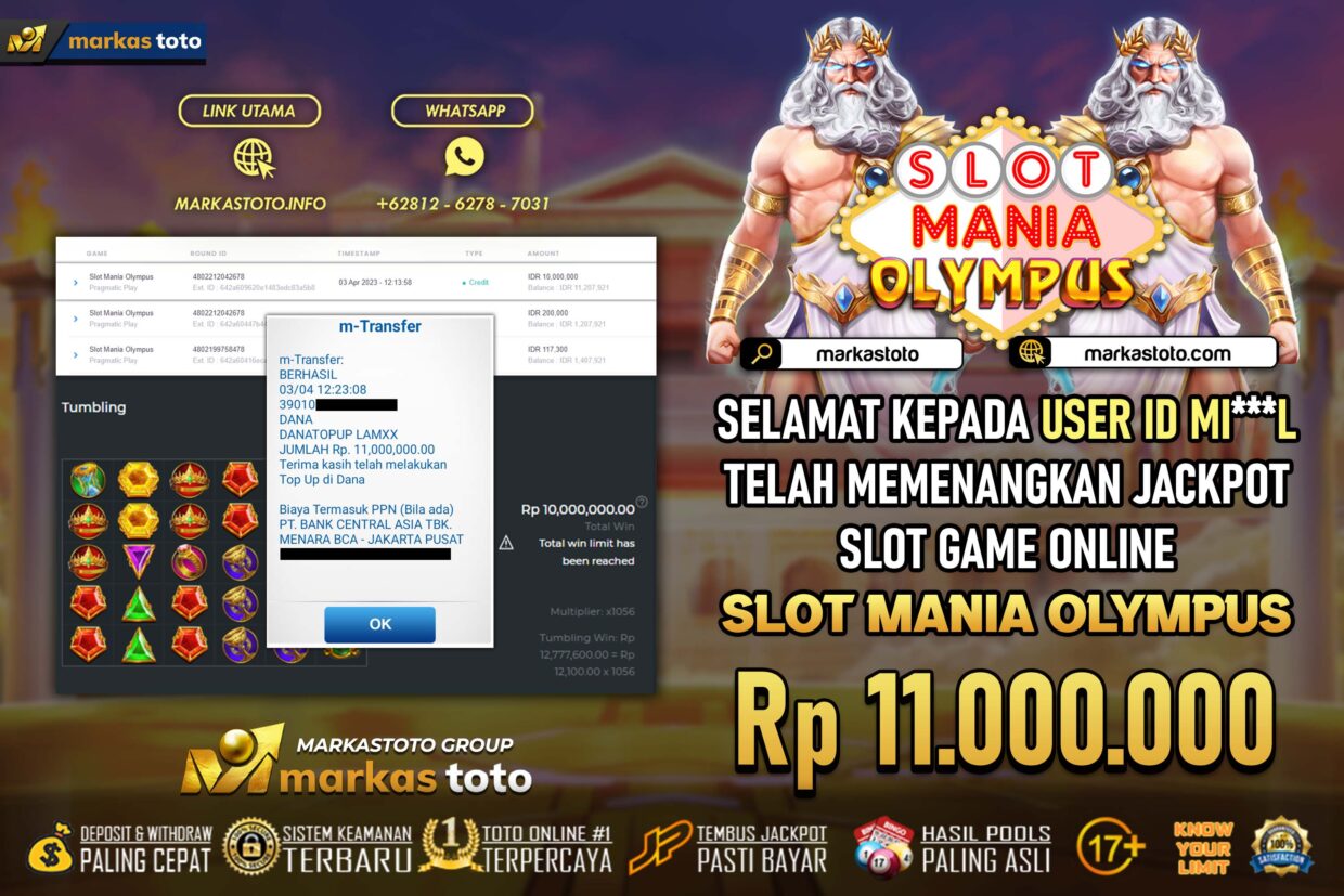 BUKTI PEMBAYARAN MEMBER JP SLOT PRAGMATIC SLOT SLOT MANIA OLYMPUS DI MARKASTOTO USER ID MIL