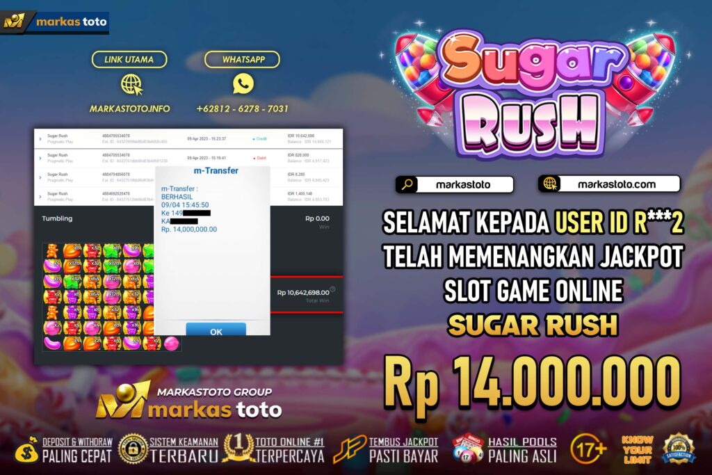 BUKTI PEMBAYARAN MEMBER JP SLOT PRAGMATIC SLOT SUGAR RUSH DI MARKASTOTO USER ID R2