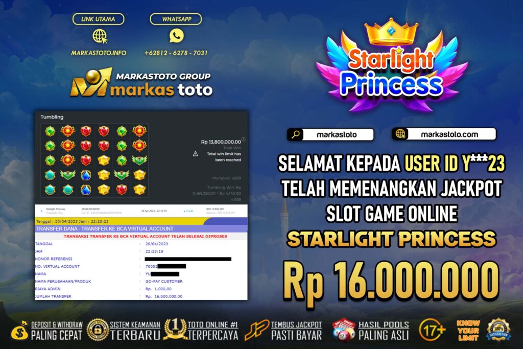 BUKTI PEMBAYARAN MEMBER JP SLOT PRAGMATIC STARLIGHT PRINCESS DI MARKASTOTO USER ID Y23