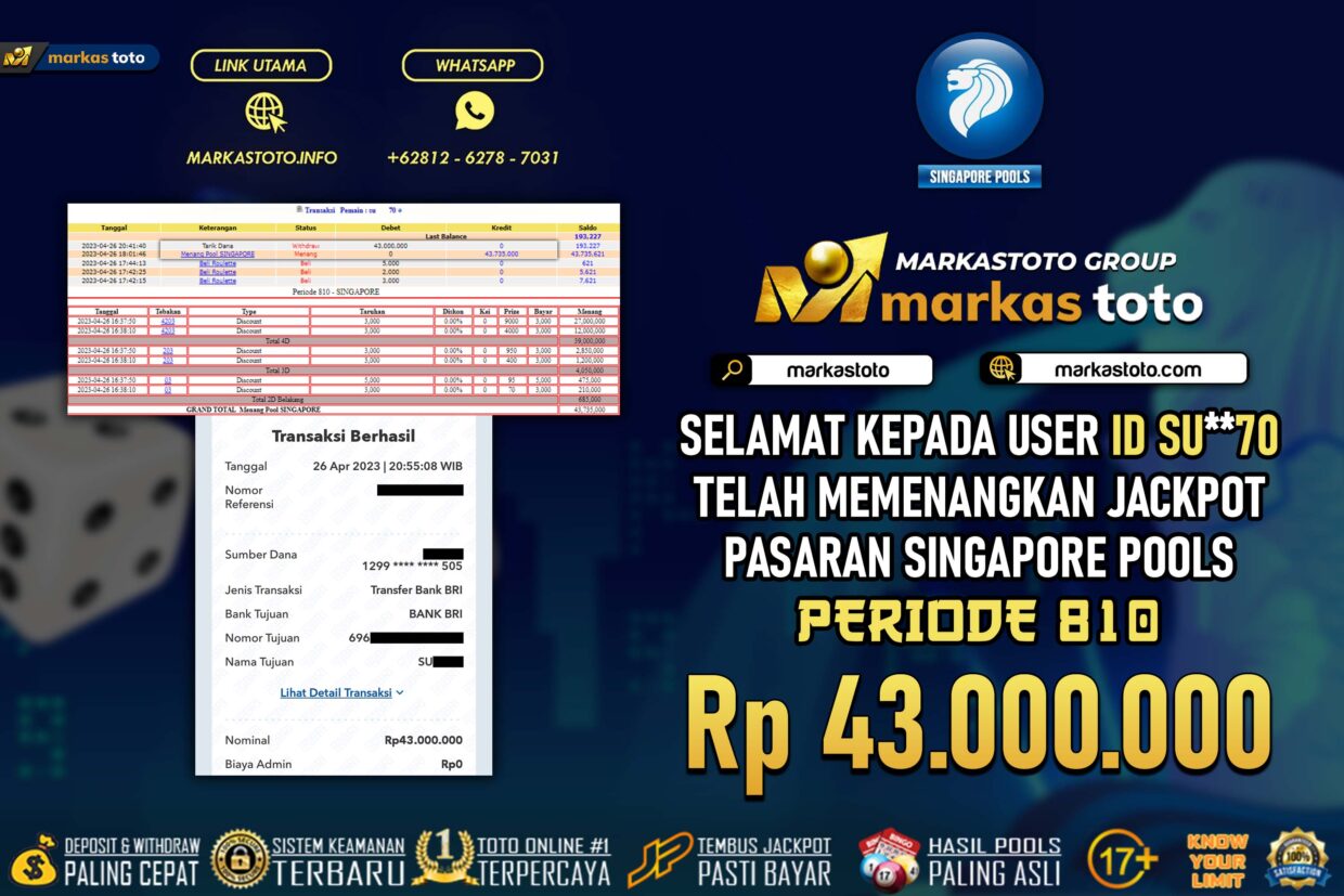 BUKTI PEMBAYARAN MEMBER JP TOGEL SGP DI MARKASTOTO USER ID SU70