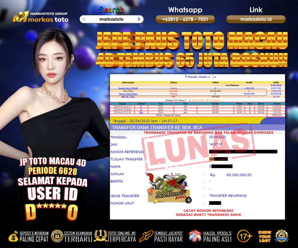 BUKTI PEMBAYARAN MEMBER JP TOGEL TOTO MACAU DI MARKASTOTO USER ID DO