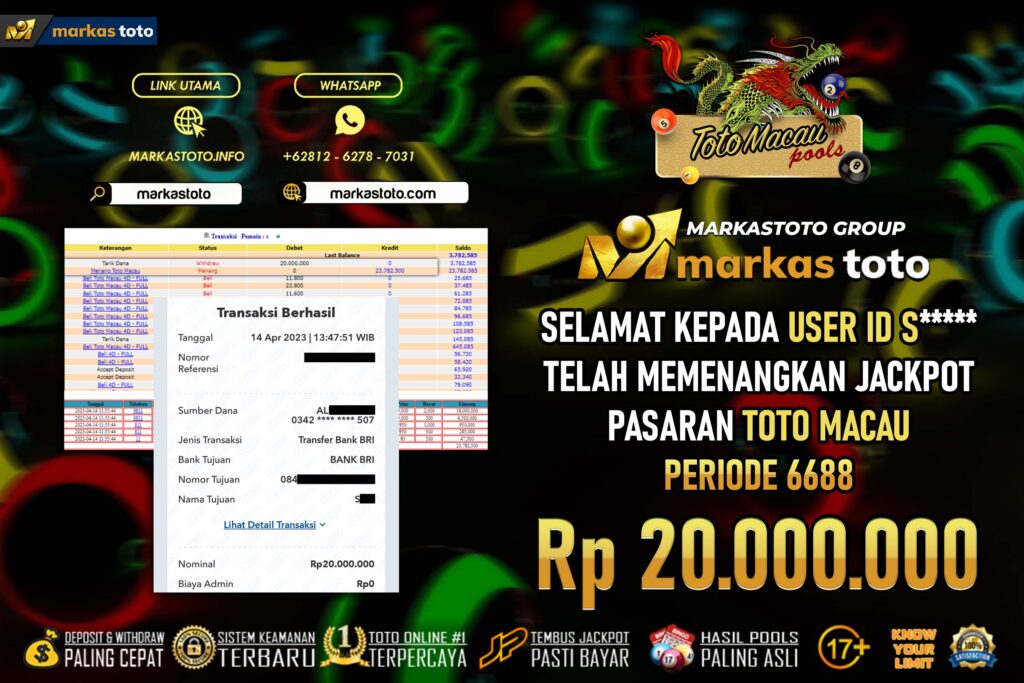 BUKTI PEMBAYARAN MEMBER JP TOGEL TOTO MACAU DI MARKASTOTO USER ID S