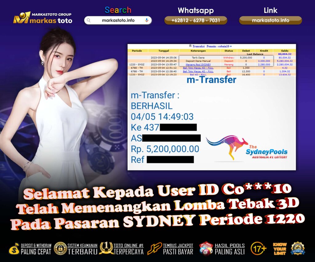 BUKTI PEMBAYARAN MEMBER JP TOGEL SYDNEY DI MARKASTOTO USER ID CO10