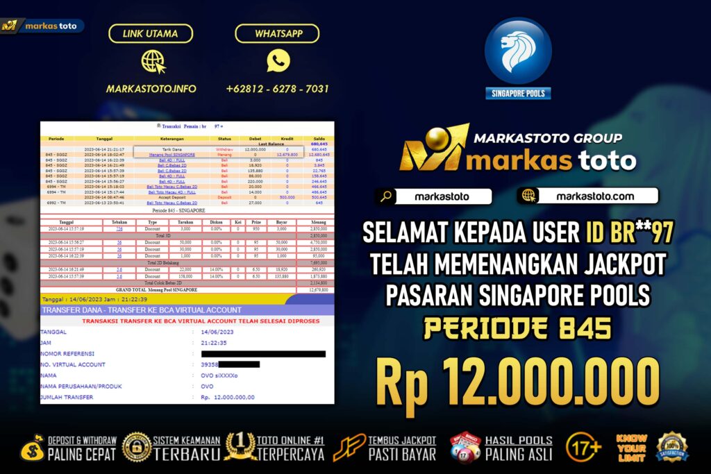 BUKTI PEMBAYARAN MEMBER JP TOGEL SGP DI MARKASTOTO USER ID BR97