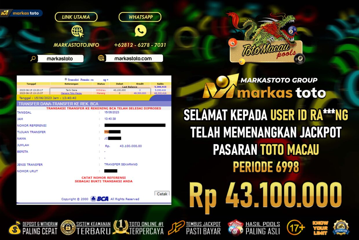 BUKTI PEMBAYARAN MEMBER JP TOGEL TOTO MACAU DI MARKASTOTO USER ID RANG