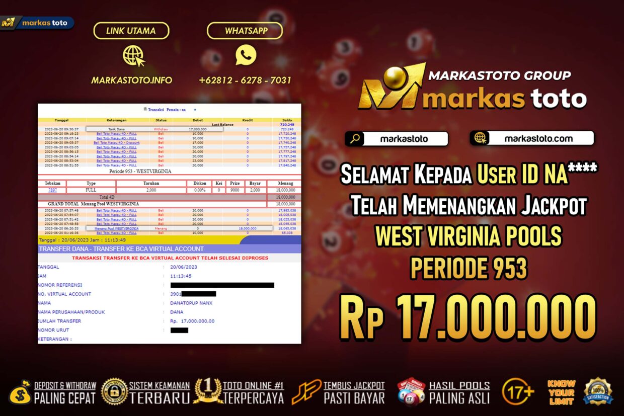 BUKTI PEMBAYARAN MEMBER JP TOGEL WLA WEST VIRGINIA DI MARKASTOTO USER ID NA