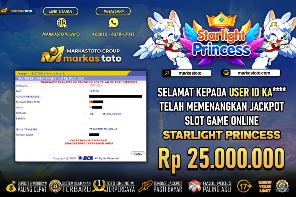 BUKTI PEMBAYARAN MEMBER JP SLOT PRAGMATIC STARLIGHT PRINCESS DI MARKASTOTO USER ID KA