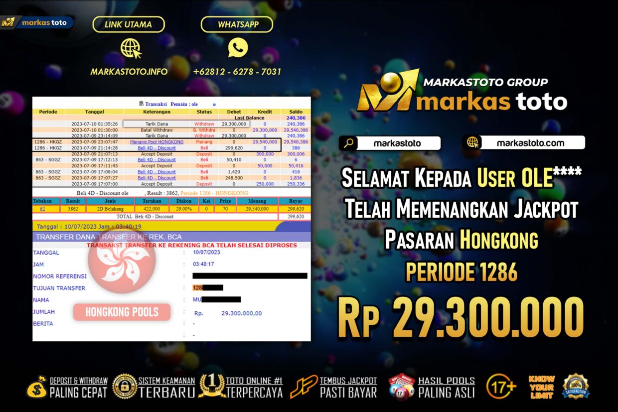 BUKTI PEMBAYARAN MEMBER JP TOGEL HONGKONG DI MARKASTOTO USER ID OLE