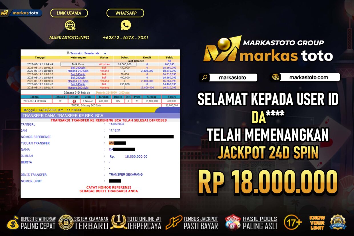 BUKTI PEMBAYARAN MEMBER JP LIVE CASINO DI MARKASTOTO USER ID DA