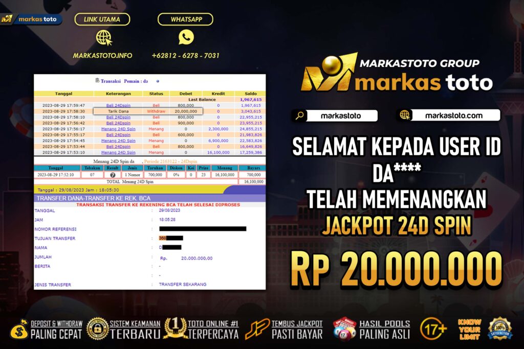 BUKTI PEMBAYARAN MEMBER JP LIVE CASINO DI MARKASTOTO USER ID DA