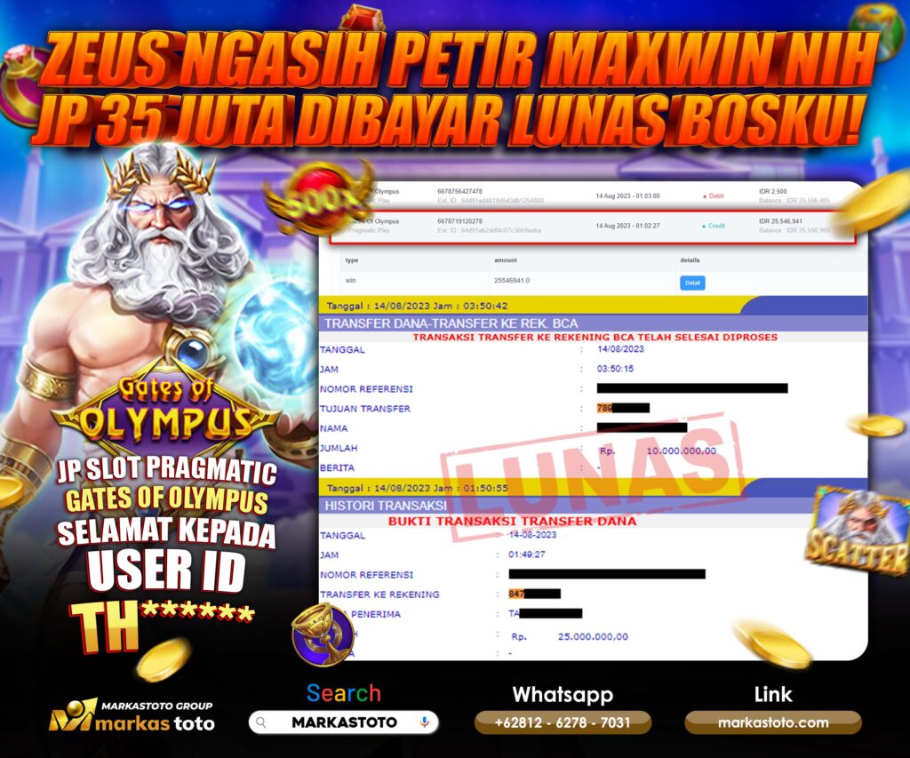 BUKTI PEMBAYARAN MEMBER JP SLOT PRAGMATIC SLOT GATES OF OLYMPUS DI MARKASTOTO USER ID TH