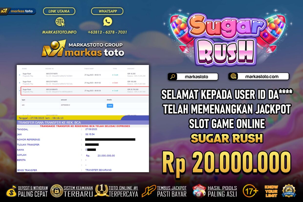 BUKTI PEMBAYARAN MEMBER JP SLOT PRAGMATIC SLOT SUGAR RUSH DI MARKASTOTO USER ID DA