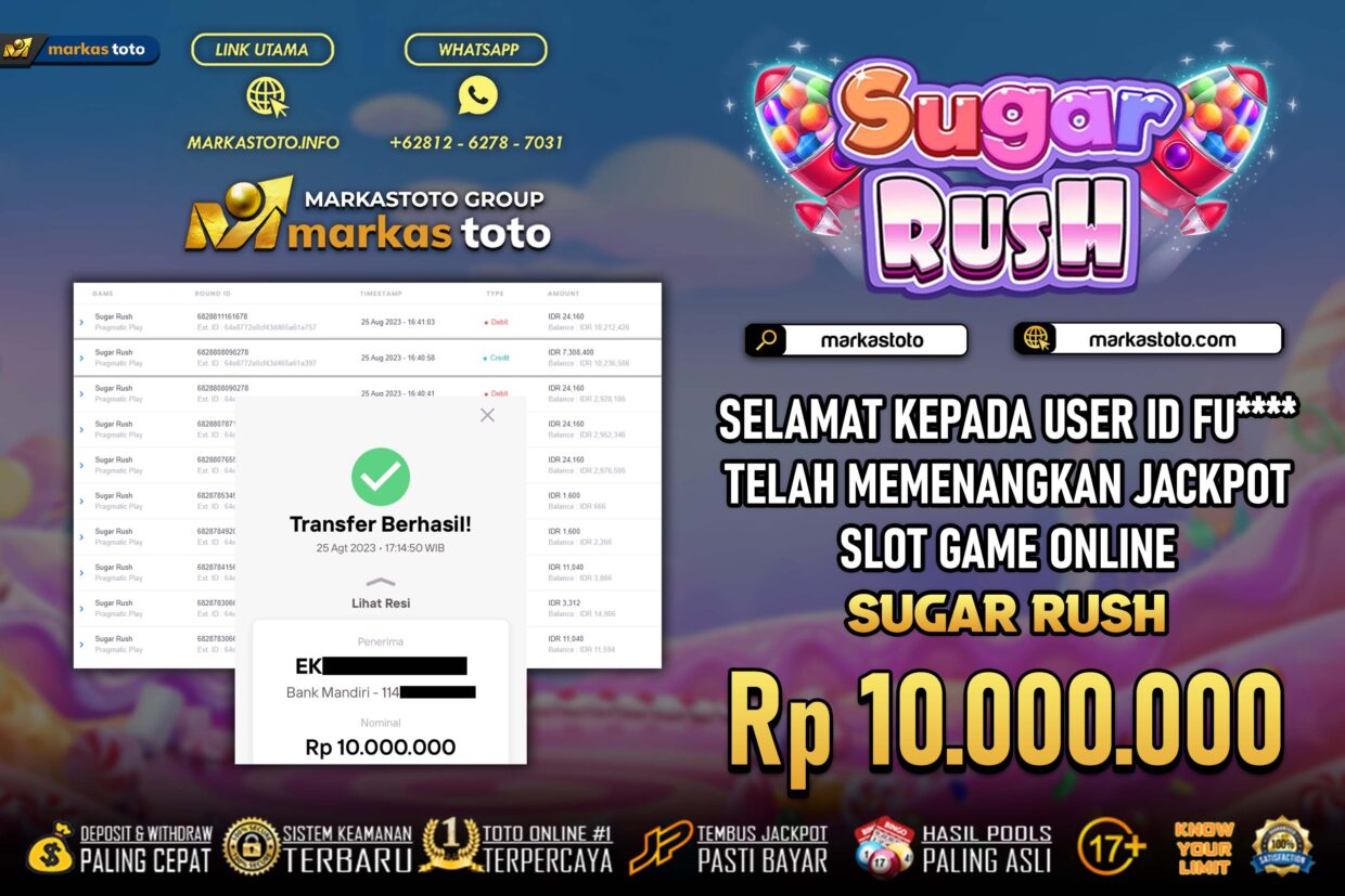 BUKTI PEMBAYARAN MEMBER JP SLOT PRAGMATIC SLOT SUGAR RUSH DI MARKASTOTO USER ID FU