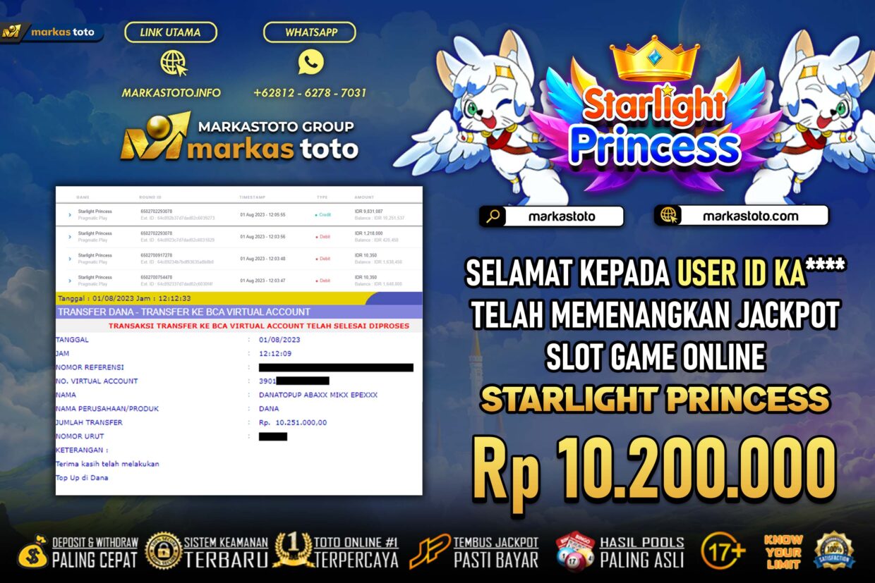 BUKTI PEMBAYARAN MEMBER JP SLOT PRAGMATIC STARLIGHT PRINCESS DI MARKASTOTO USER ID KA