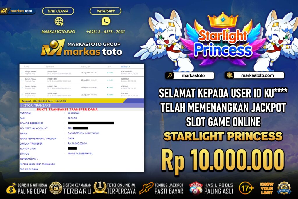 BUKTI PEMBAYARAN MEMBER JP SLOT PRAGMATIC STARLIGHT PRINCESS DI MARKASTOTO USER ID KU