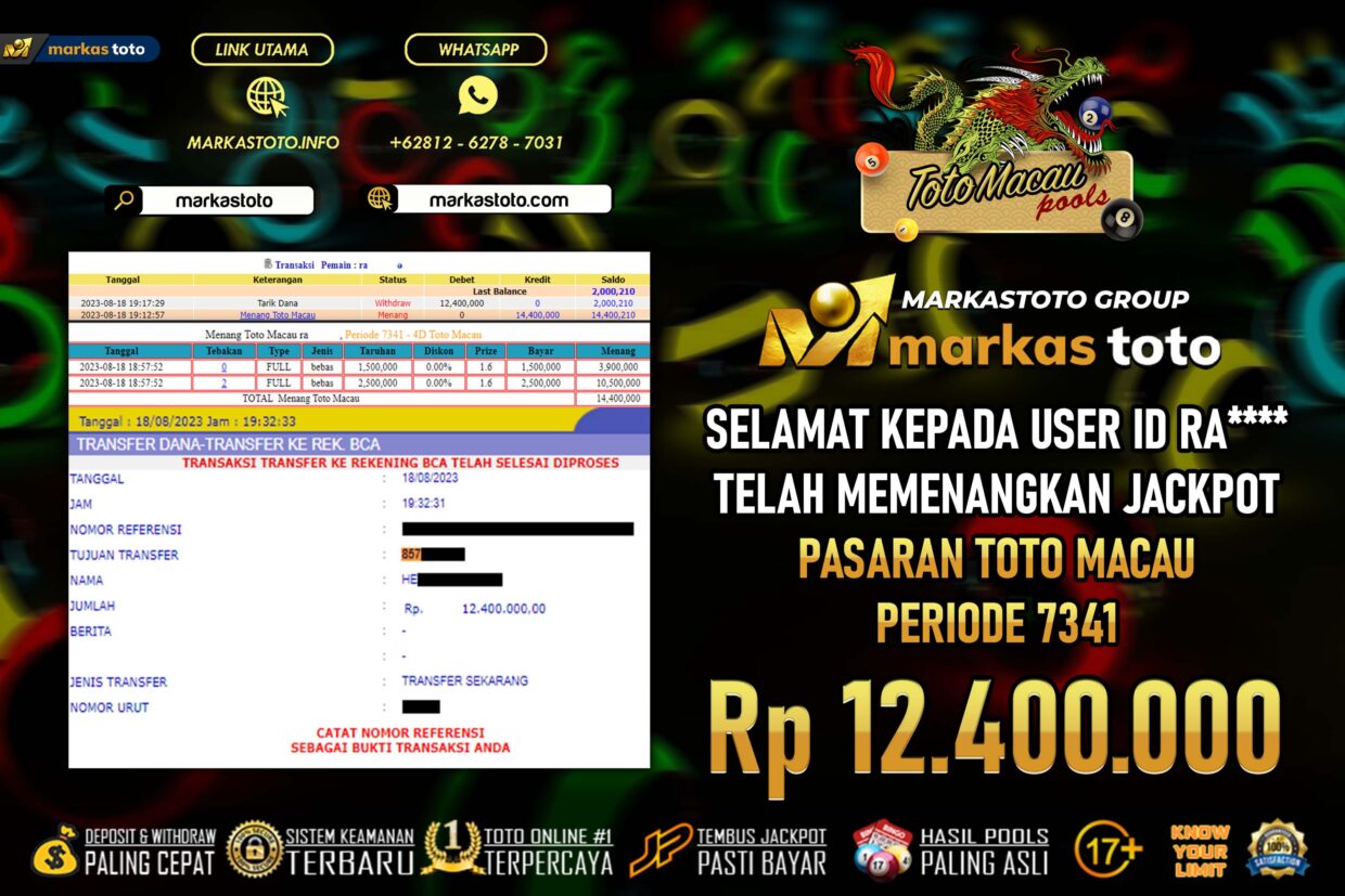 BUKTI PEMBAYARAN MEMBER JP TOGEL TOTO MACAU DI MARKASTOTO USER ID RA