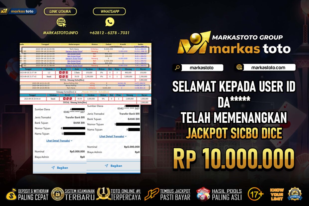 BUKTI PEMBAYARAN MEMBER JP LIVE CASINO DI MARKASTOTO USER ID DA