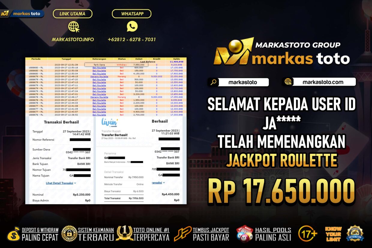 BUKTI PEMBAYARAN MEMBER JP LIVE CASINO DI MARKASTOTO USER ID JA