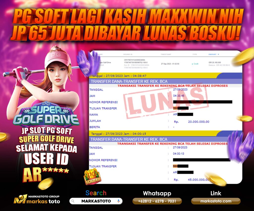 BUKTI PEMBAYARAN MEMBER JP SLOT PG SOFT SUPER GOLF DRIVE DI MARKASTOTO USER ID AR