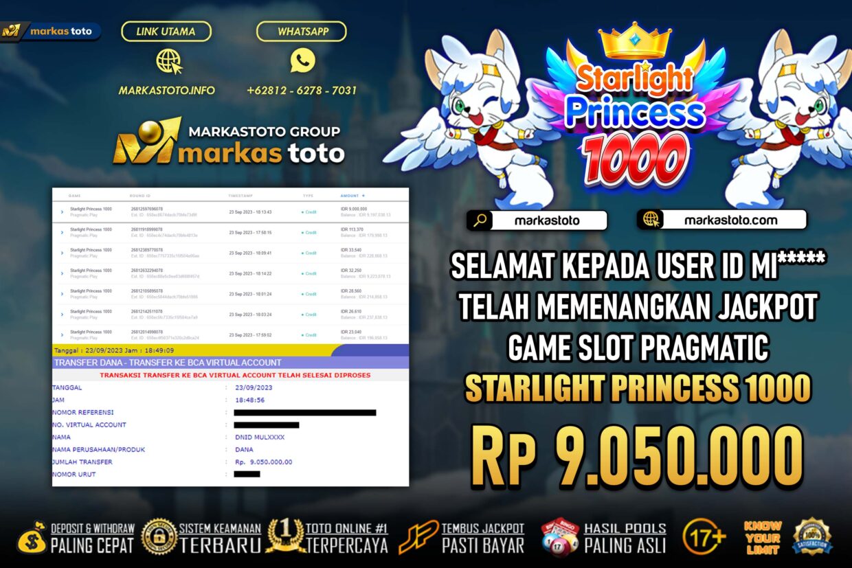 BUKTI PEMBAYARAN MEMBER JP SLOT PRAGMATIC STARLIGHT PRINCESS 1000 DI MARKASTOTO USER ID MI