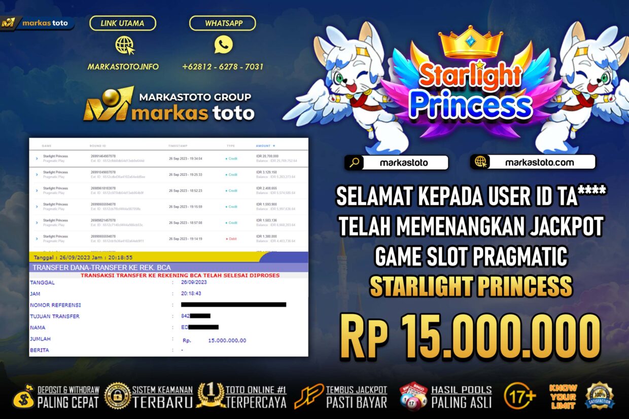 BUKTI PEMBAYARAN MEMBER JP SLOT PRAGMATIC STARLIGHT PRINCESS DI MARKASTOTO USER ID TA