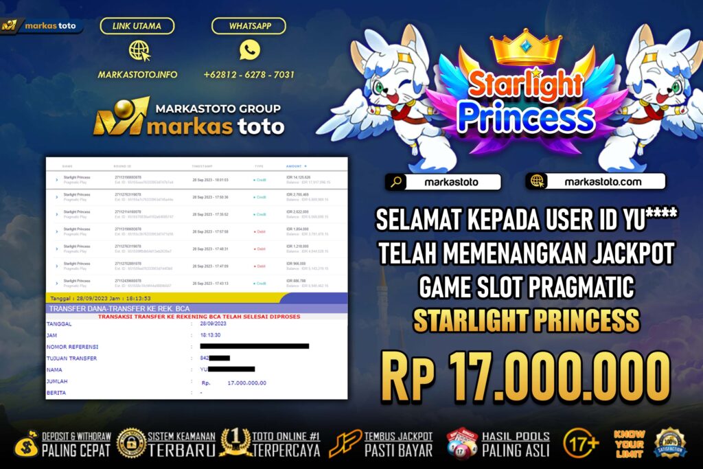 BUKTI PEMBAYARAN MEMBER JP SLOT PRAGMATIC STARLIGHT PRINCESS DI MARKASTOTO USER ID YU