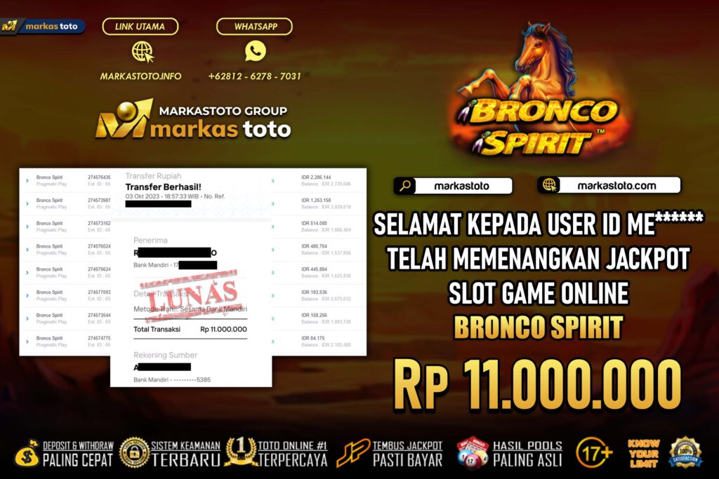 BUKTI PEMBAYARAN MEMBER JP SLOT PRAGMATIC SLOT BRONCO SPIRIT DI MARKASTOTO USER ID ME