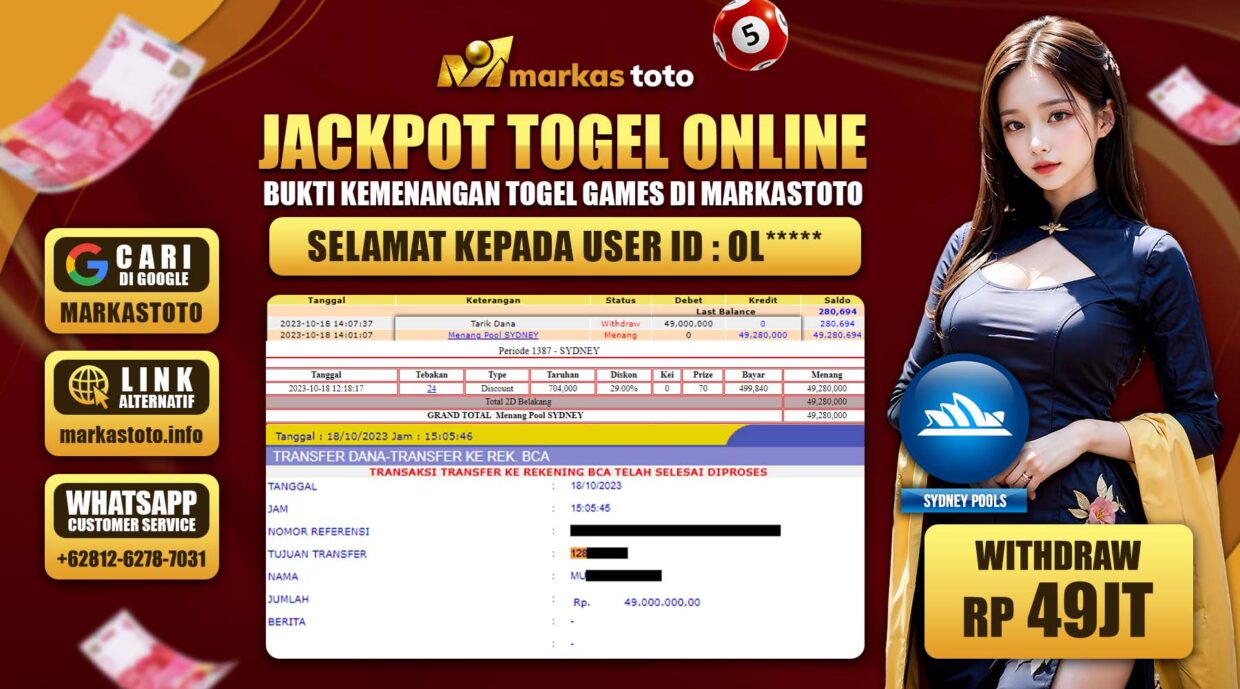 BUKTI PEMBAYARAN MEMBER JP TOGEL SYDNEY DI MARKASTOTO USER ID OL