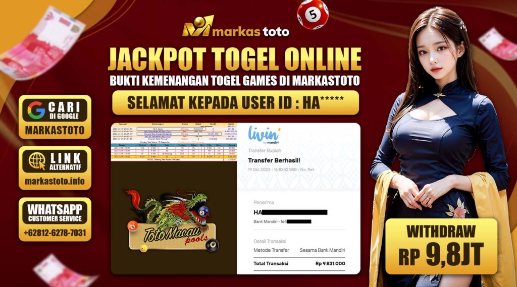 BUKTI PEMBAYARAN MEMBER JP TOGEL TOTO MACAU 5D DI MARKASTOTO USER ID HA