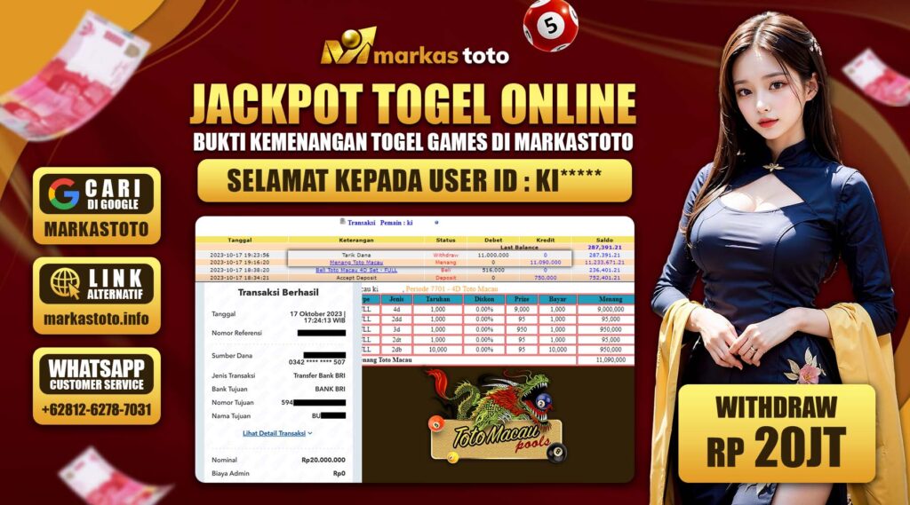 BUKTI PEMBAYARAN MEMBER JP TOGEL TOTO MACAU DI MARKASTOTO USER ID KI