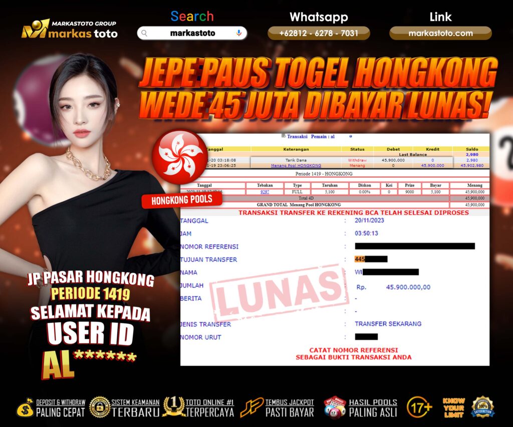 BUKTI PEMBAYARAN MEMBER JP TOGEL HONGKONG DI MARKASTOTO USER ID AL