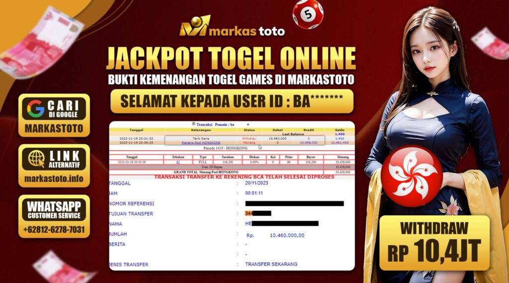 BUKTI PEMBAYARAN MEMBER JP TOGEL HONGKONG DI MARKASTOTO USER ID BA