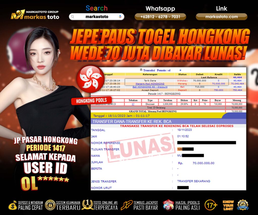 BUKTI PEMBAYARAN MEMBER JP TOGEL HONGKONG DI MARKASTOTO USER ID OL