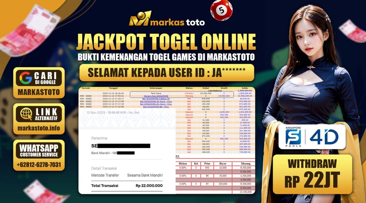 BUKTI PEMBAYARAN MEMBER JP TOGEL SGP DI MARKASTOTO USER ID JA