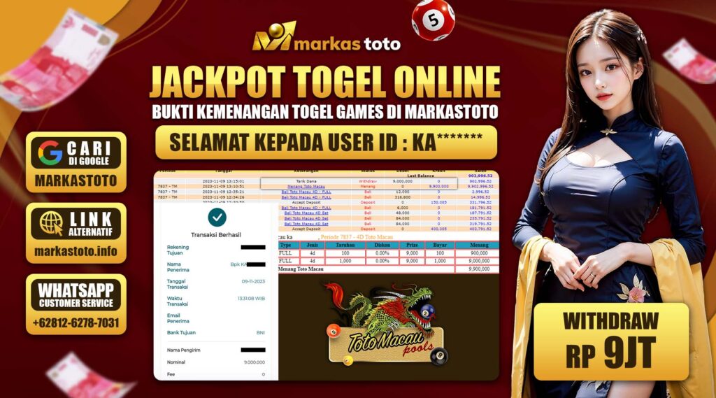 BUKTI PEMBAYARAN MEMBER JP TOGEL TOTO MACAU DI MARKASTOTO USER ID KA