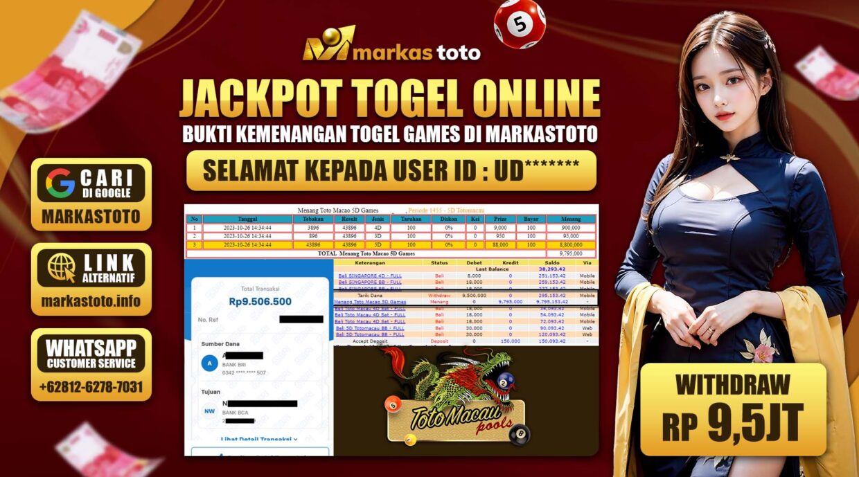 BUKTI PEMBAYARAN MEMBER JP TOGEL TOTO MACAU DI MARKASTOTO USER ID UD