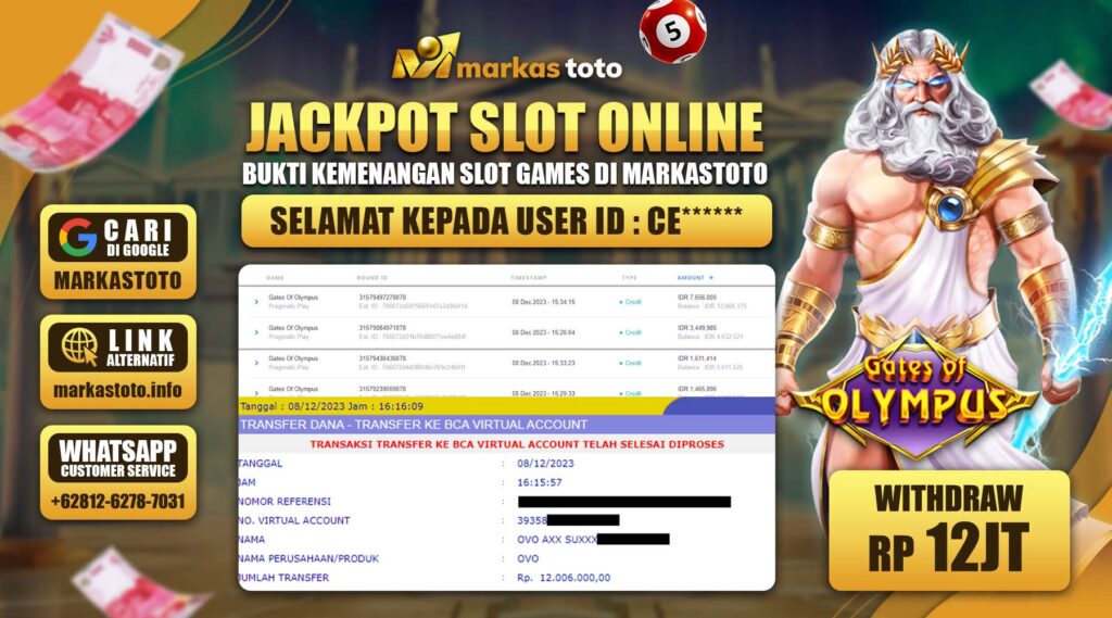 BUKTI PEMBAYARAN MEMBER JP SLOT PRAGMATIC SLOT GATES OF OLYMPUS DI MARKASTOTO USER ID CE