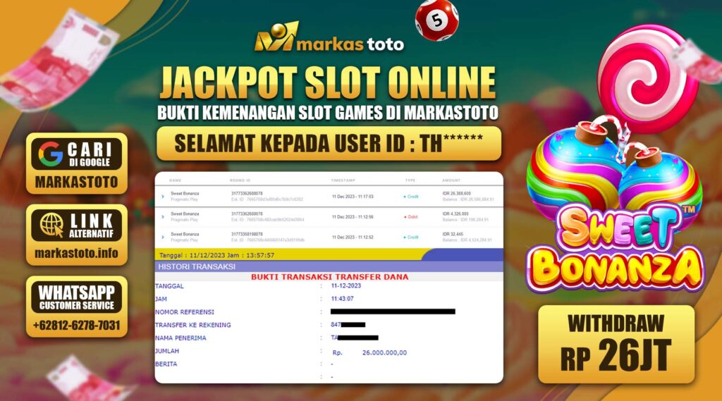 BUKTI PEMBAYARAN MEMBER JP SLOT PRAGMATIC SWEET BONANZA DI MARKASTOTO USER ID TH