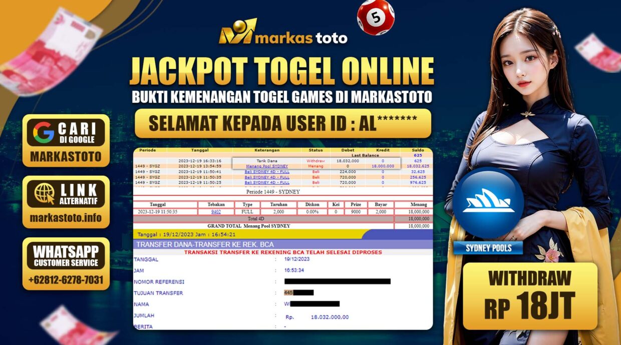 BUKTI PEMBAYARAN MEMBER JP TOGEL SYDNEY DI MARKASTOTO USER ID AL