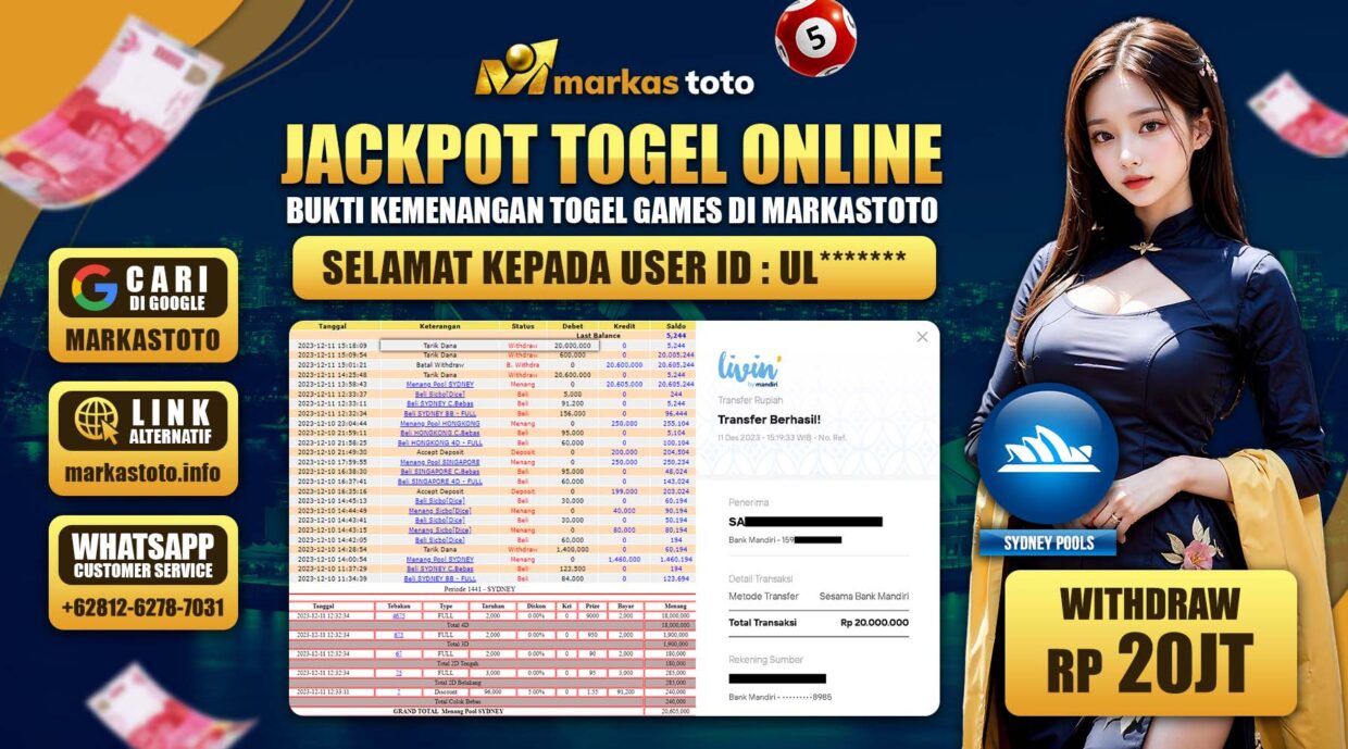 BUKTI PEMBAYARAN MEMBER JP TOGEL SYDNEY DI MARKASTOTO USER ID UL