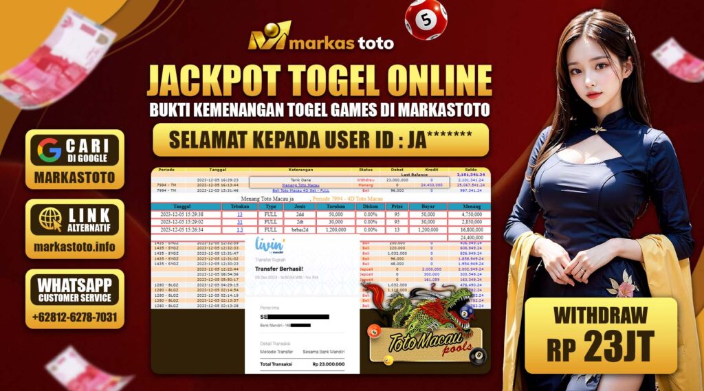 BUKTI PEMBAYARAN MEMBER JP TOGEL TOTO MACAU DI MARKASTOTO USER ID JA