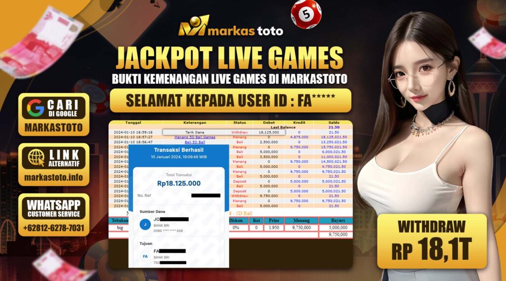 BUKTI PEMBAYARAN MEMBER JP LIVE CASINO DI MARKASTOTO USER ID FA