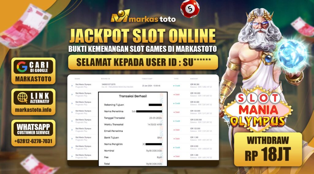 BUKTI PEMBAYARAN MEMBER JP SLOT PRAGMATIC SLOT MANIA OLYMPUS DI MARKASTOTO USER ID SU