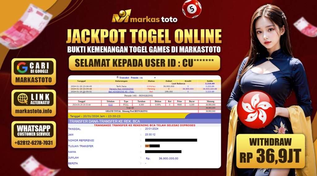 BUKTI PEMBAYARAN MEMBER JP TOGEL HONGKONG DI MARKASTOTO USER ID CU