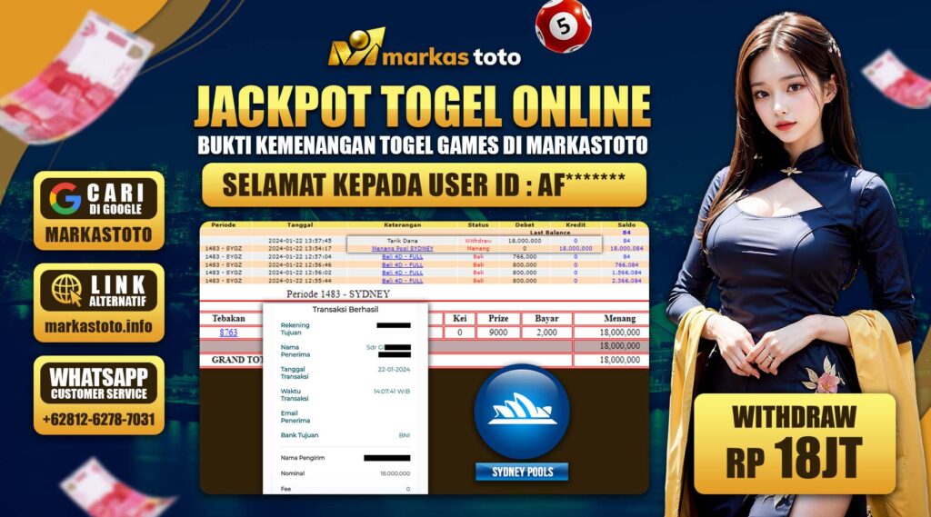 BUKTI PEMBAYARAN MEMBER JP TOGEL SYDNEY DI MARKASTOTO USER ID AF