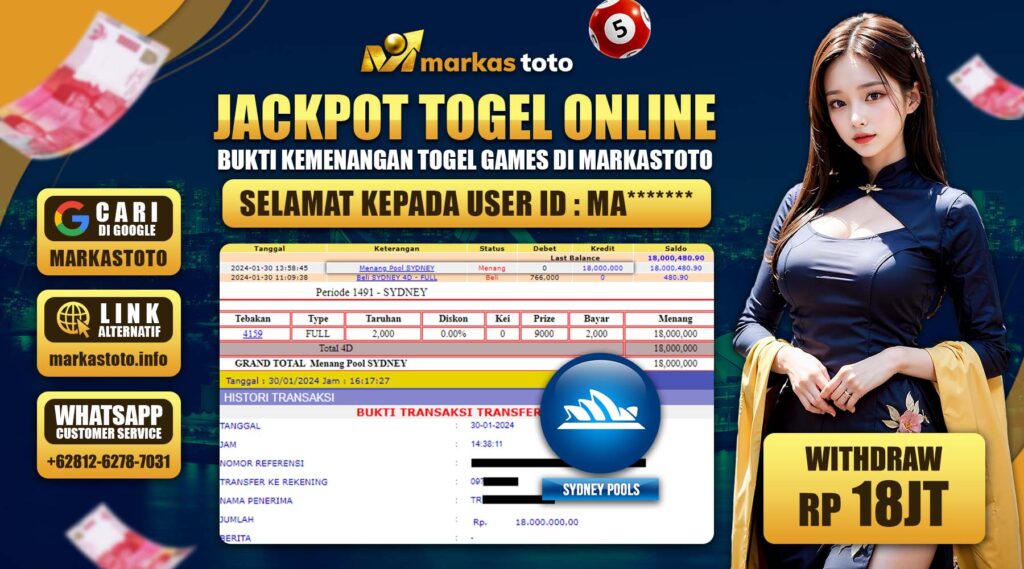 BUKTI PEMBAYARAN MEMBER JP TOGEL SYDNEY DI MARKASTOTO USER ID MA