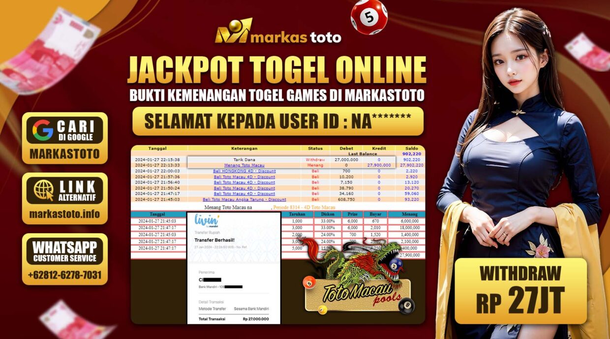 BUKTI PEMBAYARAN MEMBER JP TOGEL TOTO MACAU DI MARKASTOTO USER ID NA