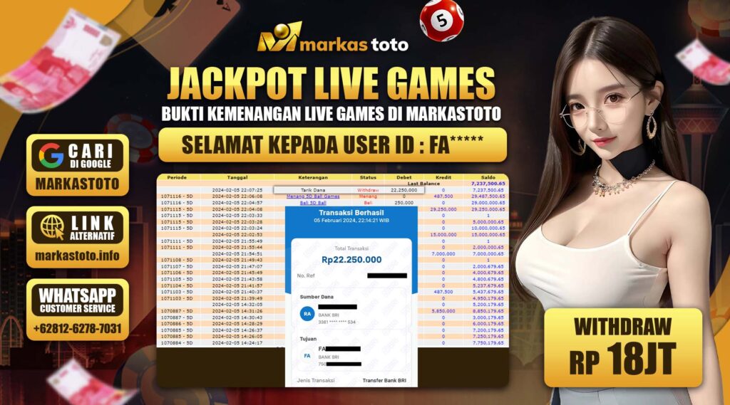 BUKTI PEMBAYARAN MEMBER JP LIVE CASINO DI MARKASTOTO USER ID FA