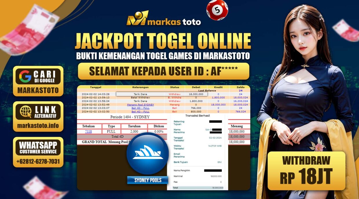 BUKTI PEMBAYARAN MEMBER JP TOGEL SYDNEY DI MARKASTOTO USER ID AF